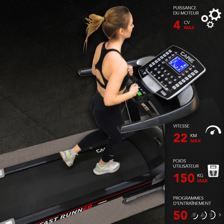 Tapis de course connecté - 22km/h - CARE - Fast Runner - KINOMAP
