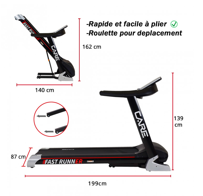 Tapis de course connecté - 22km/h - CARE - Fast Runner - KINOMAP