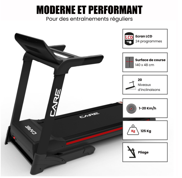 Tapis de course connecté - 20km/h - CARE - CT-750 - KINOMAP