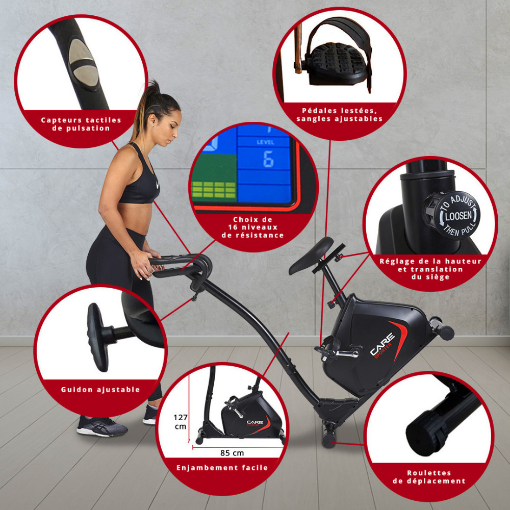 Vélo d'appartement Care - SPORTER 21 PROGRAMMES